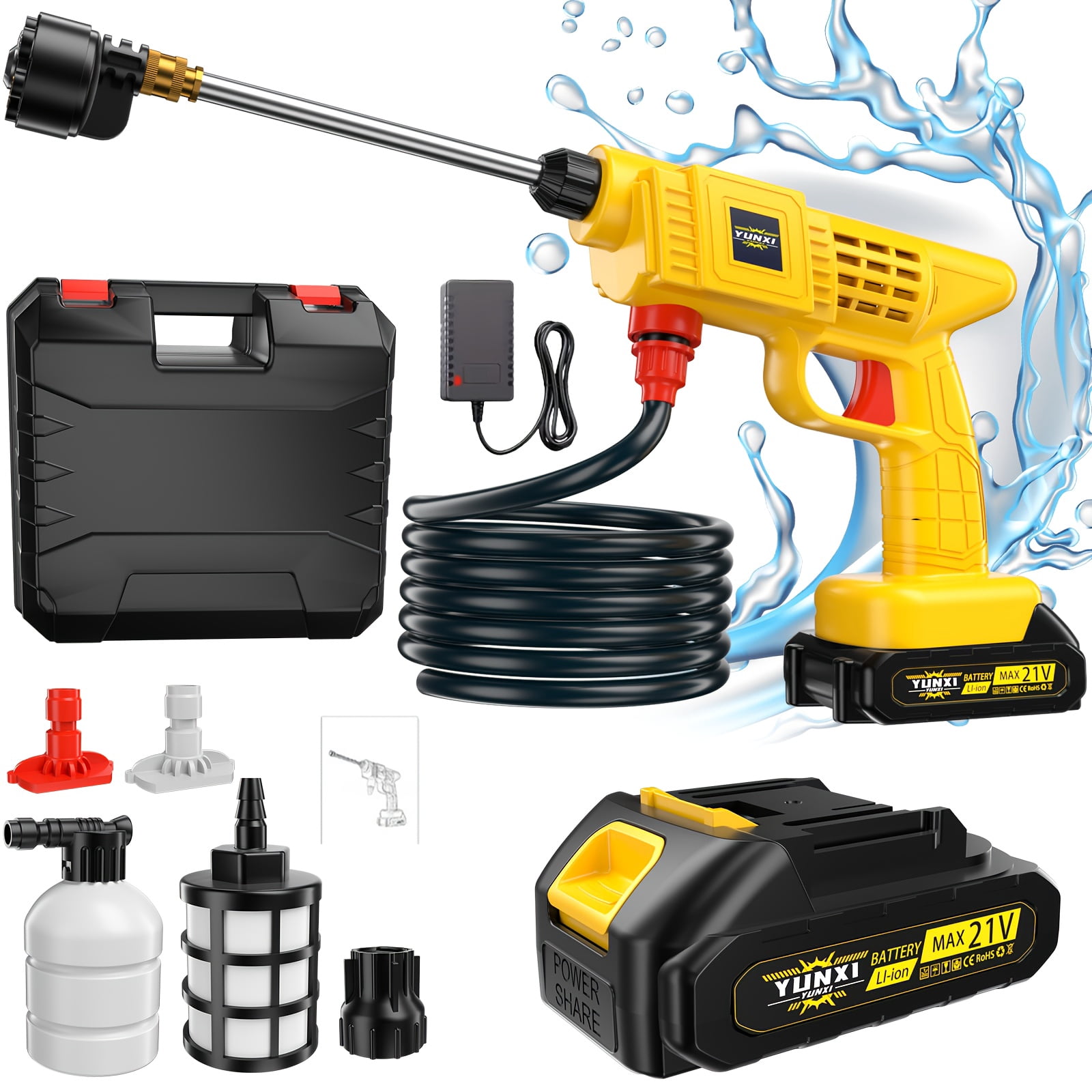 DGB Cordless Pressure Washer Portable Power Washer, Battery Powered High Pressure Cleaning Gun for Car, Home, Patio, Garden, Driveway Cleaning, Lightweight Handheld Water Sprayer