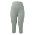 thumbnail image 5 of UJNDER Women's Solid Color Capri Leggings High Waisted Workout Yoga Pants Summer Casual Grey S, 5 of 6