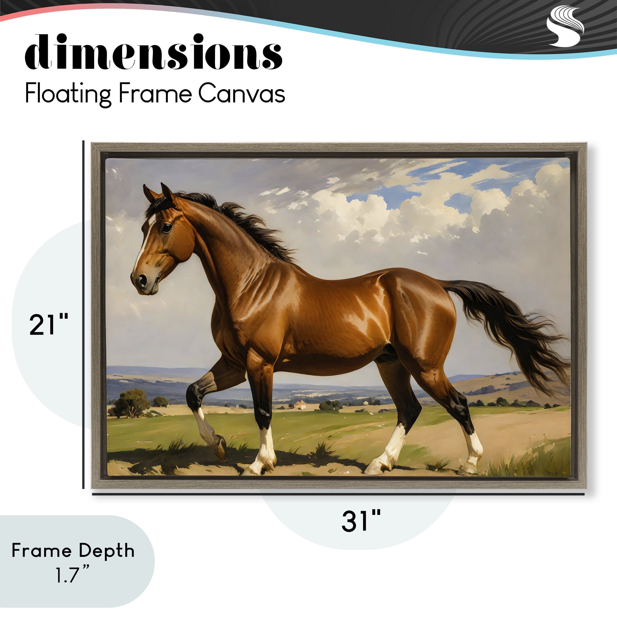 Stupell Industries Trotting Horse in Field Brown Framed Floater Canvas Wall Art, design by Creative Studio