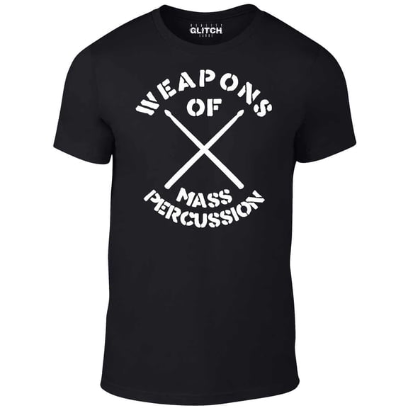 Reality Glitch Men's Weapons of Mass Percussion T-Shirt Drummer Musical Concert Graphic Tee
