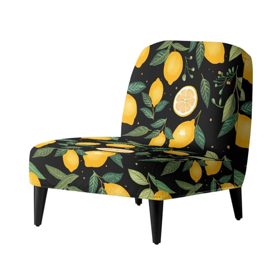 HELLHERO Dustproof Armless Slipcovers for Dining Room, Comfortable Armless Accent Chair Soft Cover, Lemon Print