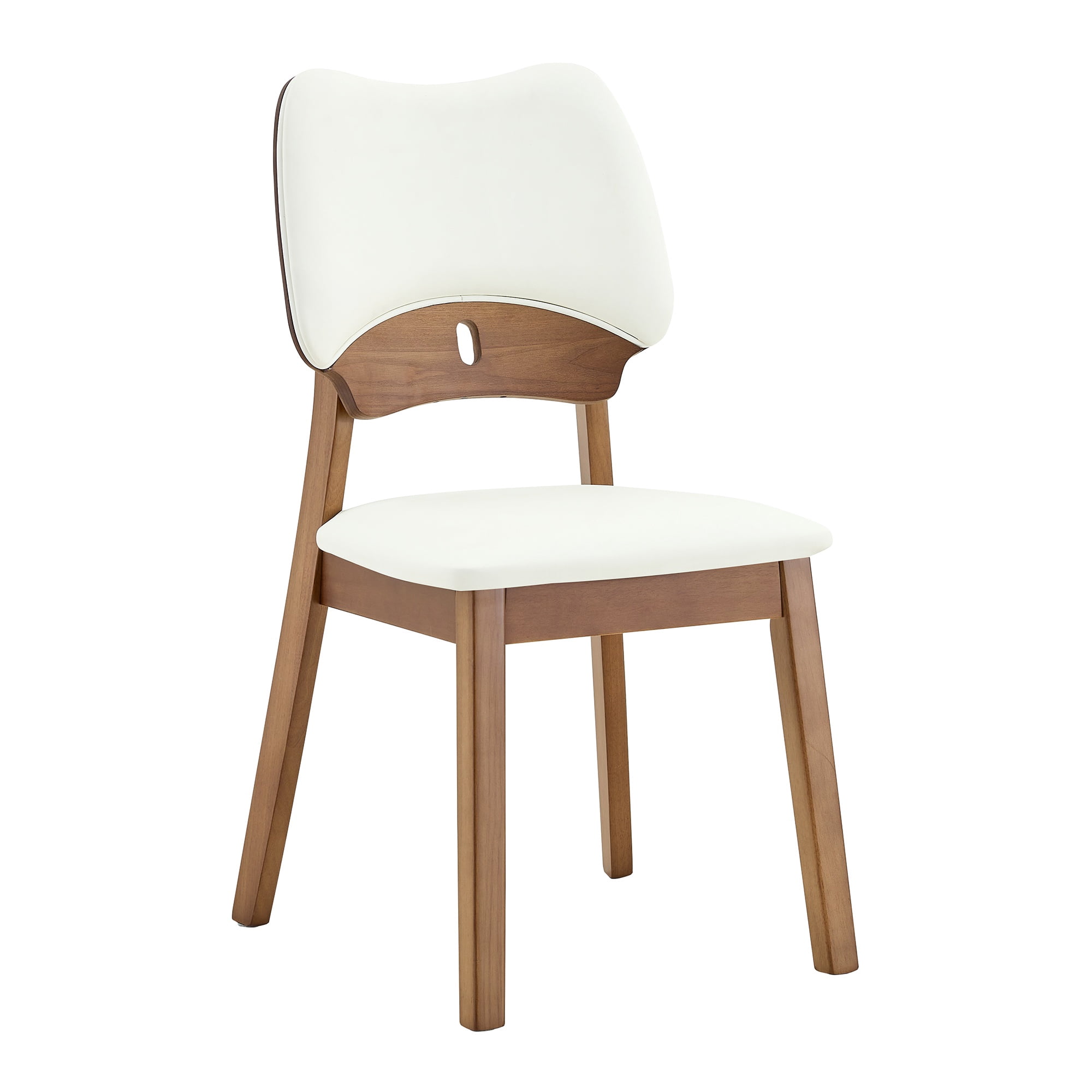 Aukfa Mid-Century Modern Dining Chairs Set of 2, Upholstered Accent Chairs with Solid Wood Legs & Curved Backrest, Walnut/Gray
