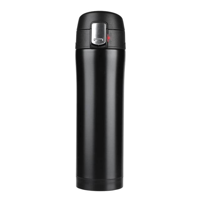 Termo de viaje de acero inoxidable de alto rendimiento con capacidad para 450-500 ml y máxima retención de calor, color negro