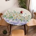 thumbnail image 5 of Daisy Flower Elastic Fitted Round Table Cover Floral Bottle Black White Plaid Waterproof Outdoor Tablecloth for Holiday Party, Picnic, Patio & Dining Fits Tables Up to 36"-44", 5 of 8