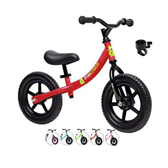 TheCroco Balance Bike Sturdy Model 12" Made of Steel, Built Like a Tank. for Kids Ages 3, 4, 5 Years Old. Includes Bell and Quick Release Clamps
