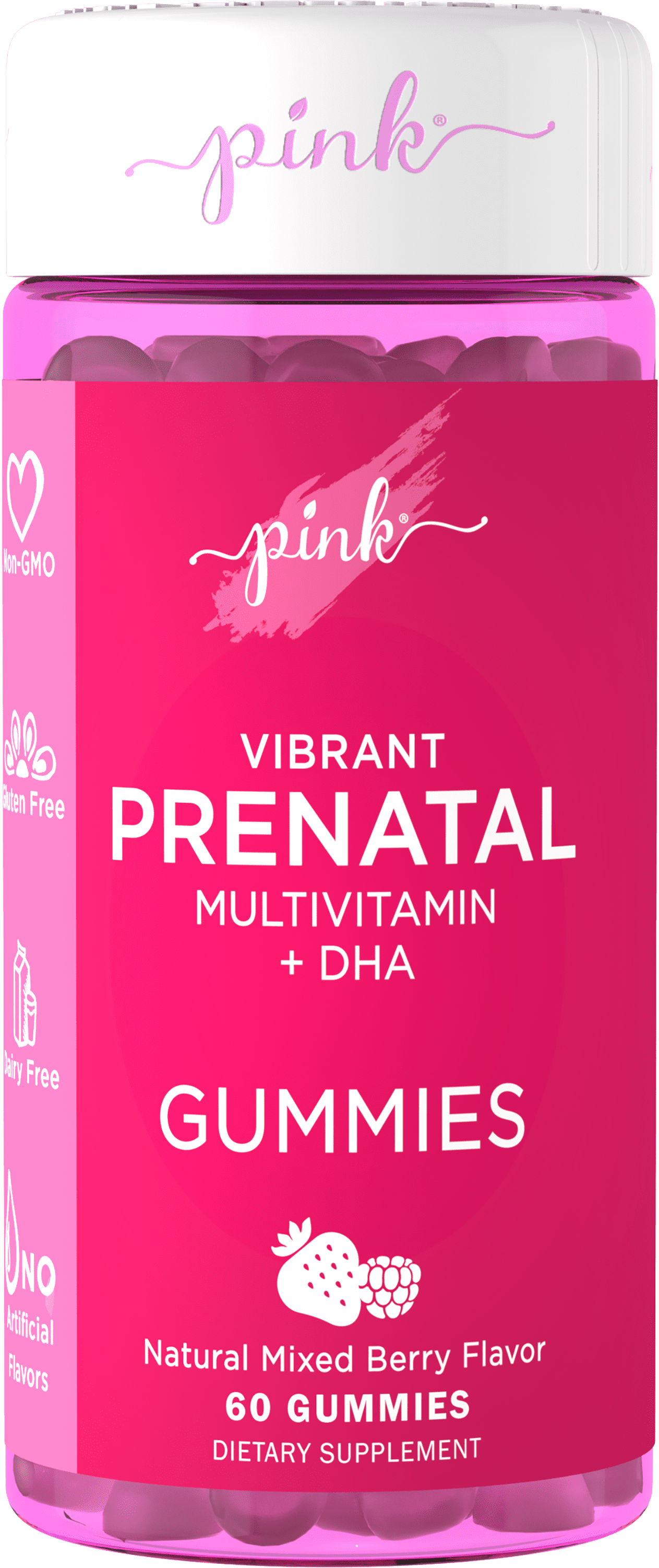 Prenatal Vitamins with DHA and Folic Acid 60 Gummies Natural Mixed Berry Flavor NonGMO
