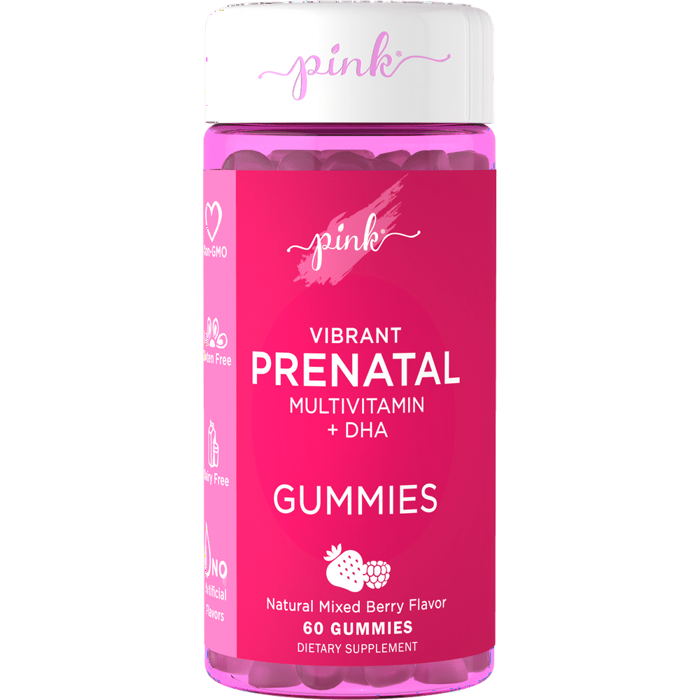 Prenatal Vitamins with DHA and Folic Acid 60 Gummies Natural Mixed Berry Flavor NonGMO