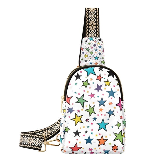 FORMRS Womens Crossbody Sling Bag Travel Daypack Shoulder Chest Backpack, Green Stars