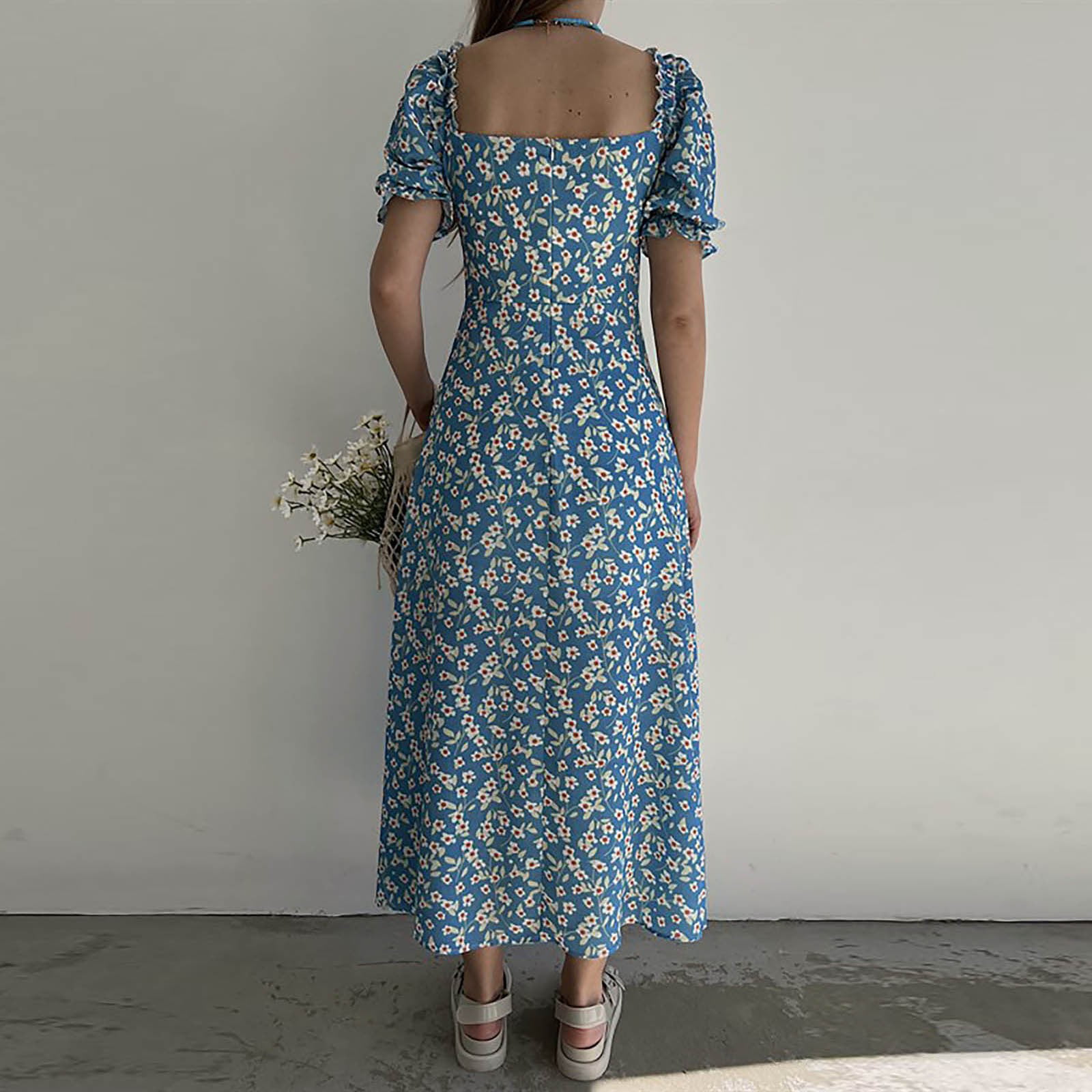 Short Sleeve Tie Front Sweetheart Flare Maternity Gown
