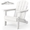 thumbnail image 2 of EuKer Adirondack Chair, HDPE Outdoor Furniture with Foldable Design and Wood Texture for Patio, Pool, Backyard, White, 2 of 8