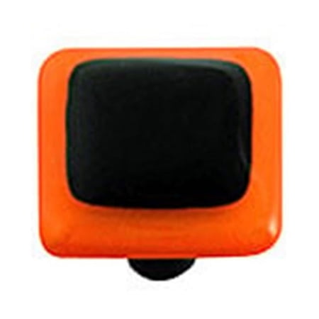 Hot Knobs HK5052-KA Opal Orange Border with Black Square Glass Cabinet Knob - Aluminum Post