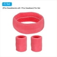 thumbnail image 3 of Uxcell Sweatbands Headband Wristband, Sweat Terry Cloth for Sports Basketball Tennis Athletic, Rose Red 6 Set/18Pcs, 3 of 6