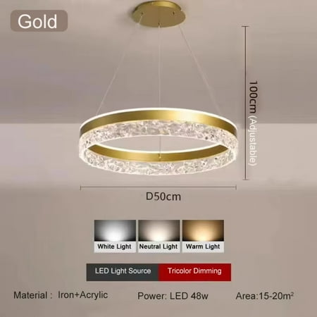 

LBNGJZ Elegant Luxe Modern Minimalist Design Pendant Ceiling Lights for Bedroom and Living Room Decor - Ring Chandelier Lamp