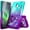 Aqua/Purple, variant on For Nokia 3.1A Case (AT&T) / Nokia 3.1C (Cricket Wireless) with Tempered Glass Screen Protector, Nagebee Glitter Liquid Bling Floating Waterfall Durable Girls Women Kids Cute Phone Case (Aqua/Purple)