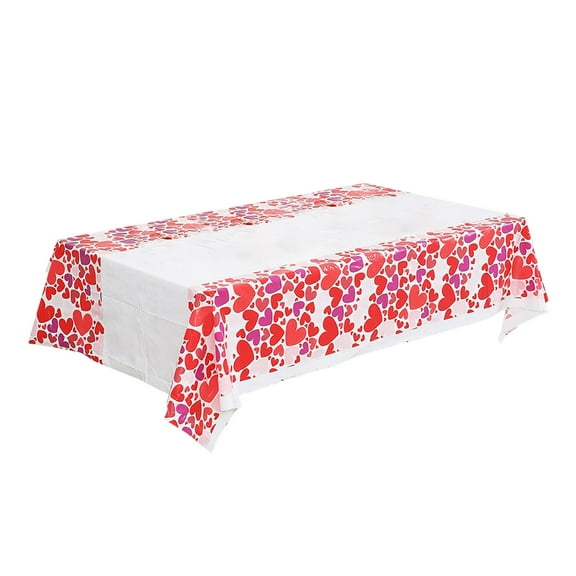 WEGFTDUOP Valentine's Day Disposable Rectangle Plastic Tablecloth 71x42 Inch For Valentine's Day Anniversary Party