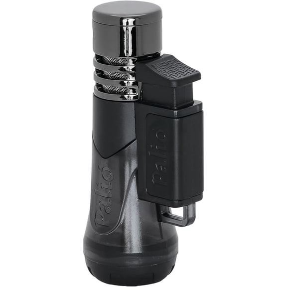 Palio Siena Single Jet Flame Cigar Lighter, Extra Large Fuel Tank, Black