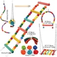 thumbnail image 3 of Pet Bird Toys 13 Set Wooden Bird Cage Toys with Swings, Bells, Ladders and Blocks for Small Medium Birds Rkxzt, 3 of 8