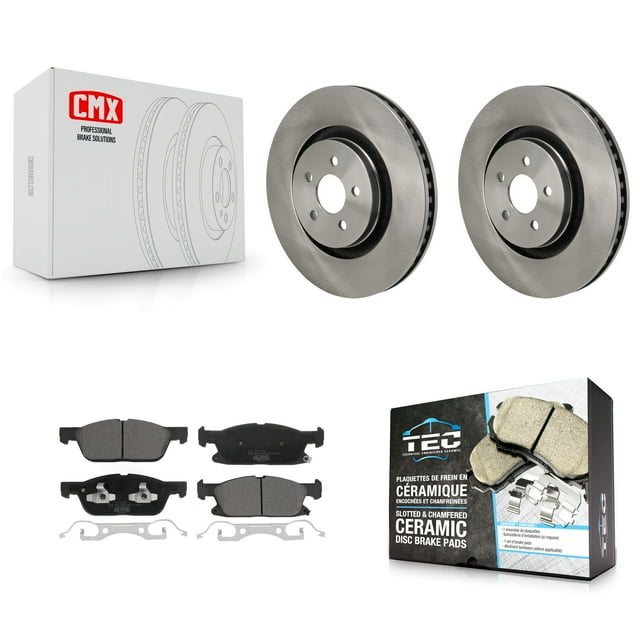Transit Auto Front Disc Brake Rotors and Ceramic Pads Kit for Car 2019-2024 Ford Edge 2.7L with Red Painted Calipers K8T-104698