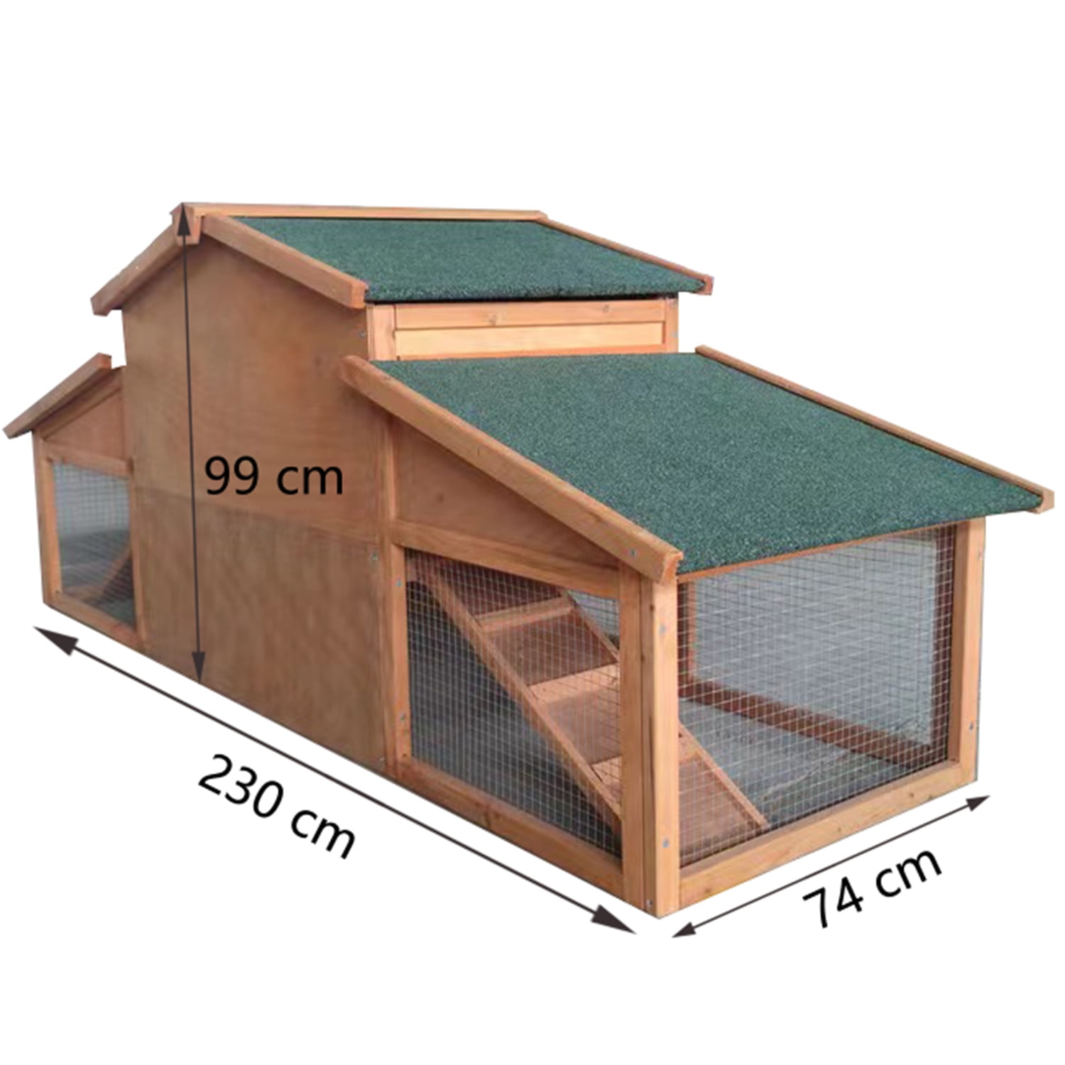 Pefilos 70" Large Wooden Outdoor Rabbit Hutch Chicken Coop with Ramp, Weatherproof Roof, UV Resistant, Indoor Outdoor Double Layer Luxury Pet Cage, Natural Pefilos 70" Large Wooden Outdoor Rabbit Hutch Chicken Coop with Ramp, Weatherproof Roof, UV Resistant, Indoor Outdoor Double Layer Luxury Pet Cage, Natural