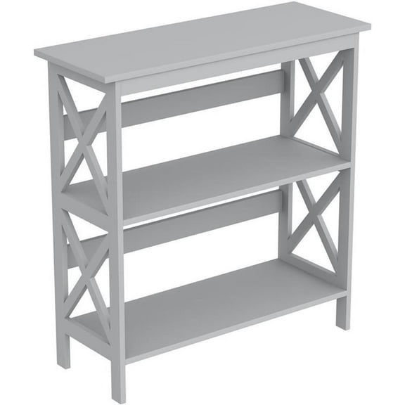 Safdie & Co. 32.50"H 3-Shelves Bookcase in Light Grey