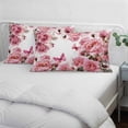 thumbnail image 3 of Pink Roses Pillow Covers, Linen Long Throw Pillow Case, Spring Floral Elegant Pastoral Butterfly Holiday Pillow Protector Decorative Cushion Cover for Living Room/Bedroom 16" x 24", 3 of 8