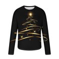 thumbnail image 4 of Brondbend Men's Tops Christmas Mens Shirts Casual Long Sleeves Crewneck Pullover Print Comfy Stylish Blouse Loose Fit Party Clothes Black, 4 of 5