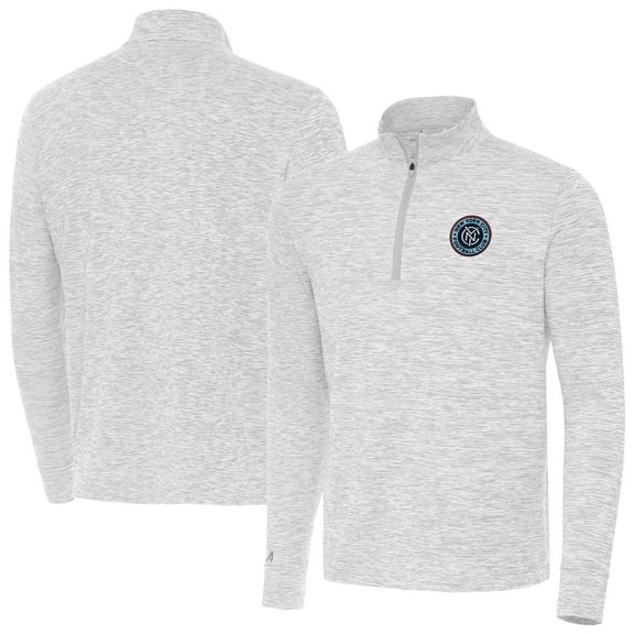 Men's Antigua Gray New York City FC Cause Quarter-Zip Top
