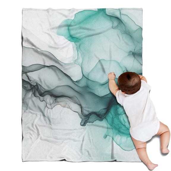 Black Green Translucent Marble Pattern Blanket,Comfortable Soft Flannel Throw Blanket,All Season,Warm Lightweight Blankets for Sofa Bed Couch Living Room Chair,30"x40"