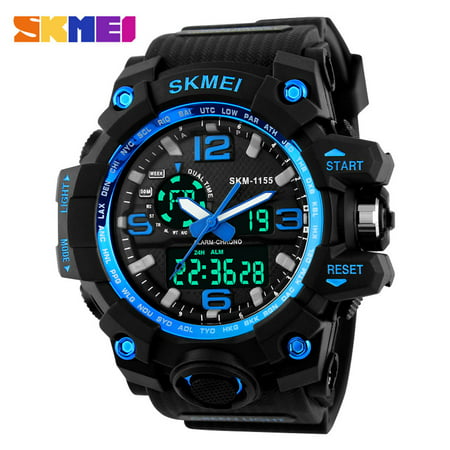 SKMEI ABS + PU LED Military Waterproof Sports Watch Quartz Analog Digital Man Wristwatch, PU