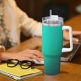 thumbnail image 6 of Pofeuu Turquoise Light Blue Print 40oz Ice Bully With Handle And Straw Stainless Steel Vacuum Insulated Cup And 2 In 1 Straw Lid, 6 of 8