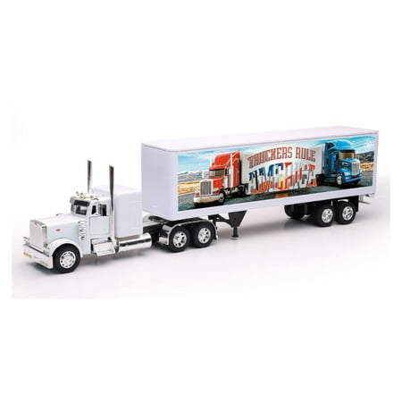 New-Ray Toys Peterbilt Custom 379 with Dry Van Trailer Die Cast with Openable Door 1:32 Scale Kids Gifts Birthdays