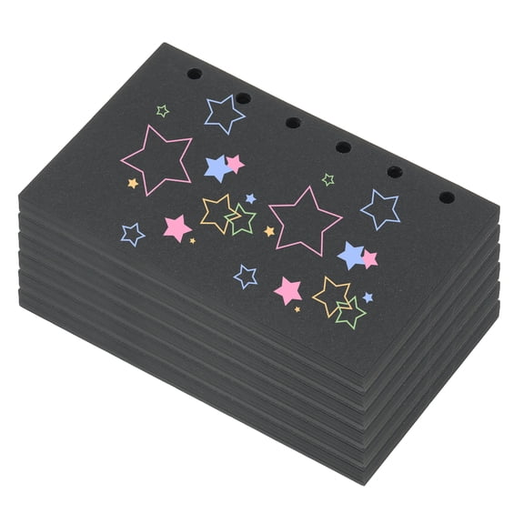 Uxcell Colored Loose Leaf Paper, 5" x 3.2"(A7) 300 Sheets 6 Holes Punched 150GSM Blank Binder Refill Paper Supplies for Office Note Taking Teacher Planner Journal Notebook, Black