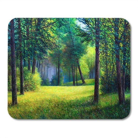 NUDECOR Brown Abstract Oil Painting Landscape Colorful Summer Forest Orange Grass Field Mousepad Mouse Pad Mouse Mat 9x10 inch
