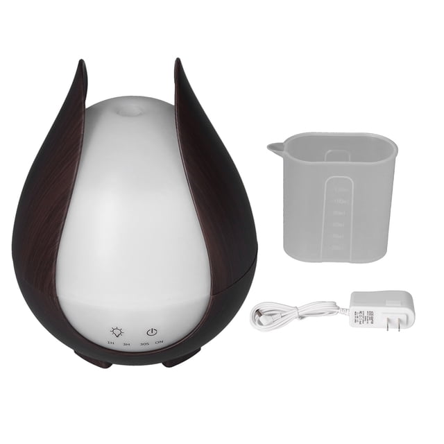 Humidificador de aire de 200ml, humidificador con luz LED nocturna colorida, humidificador de grano de madera profundo, enchufe de 100-240V EE. UU.