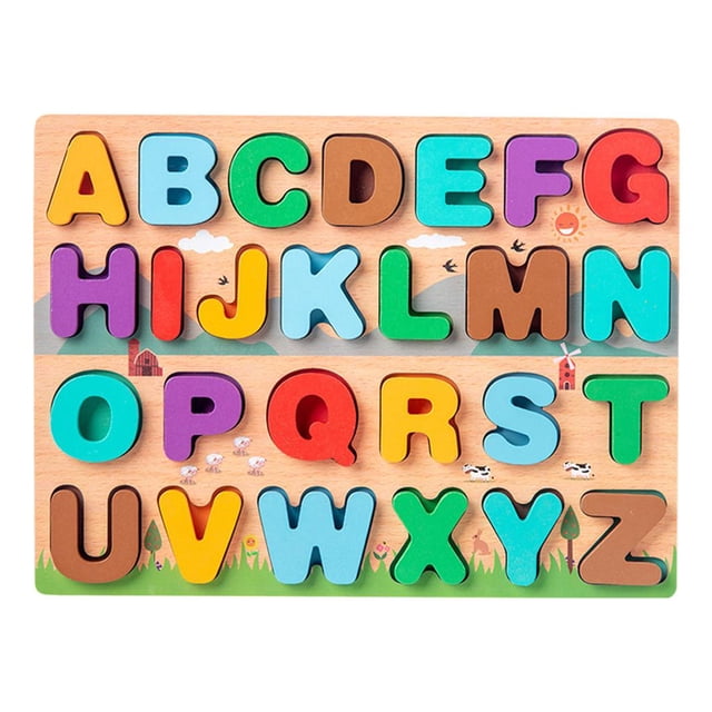 TISHITA Educational Wooden Pegged Puzzles Colorful Sorting Early Learning Toy Blocks for Alphabet