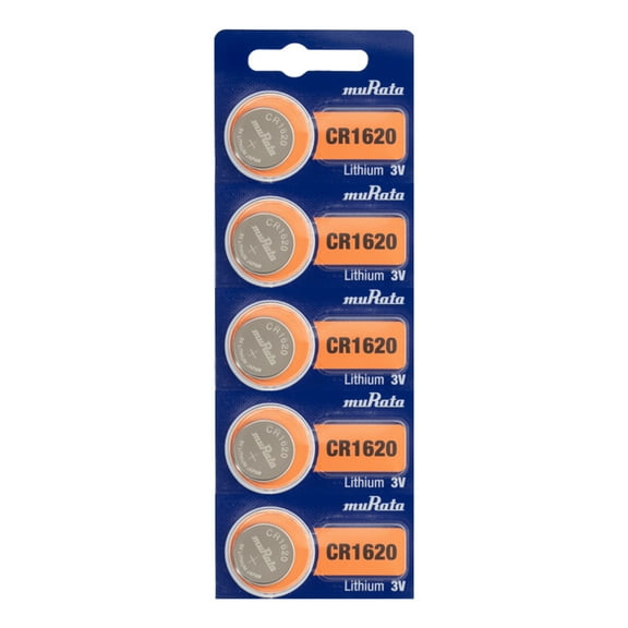 Murata CR1620 Battery 3V Lithium Coin Cell - Replaces Sony CR1620 (5 Batteries)