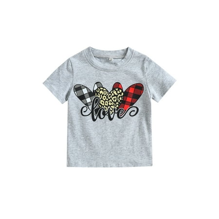 

CenturyX Mother and Daughter Clothing Women s Children s Leopar Heart Print Family Partner Look T-Shirts Gray Kid 2-3 Years