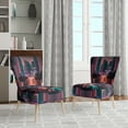 thumbnail image 2 of Designart "Miami s Futuristic Neon Art I" Multicolor Buildings & Cityscapes Upholstered Accent Chair - Traditional Arm Chair For Living Room, 2 of 5