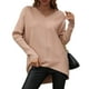 thumbnail image 1 of Suéter de punto para mujer, cuello en V, hombros caídos, mangas sin espalda, suéter de punto de color puro, Top para viaje caqui XL, 1 of 5
