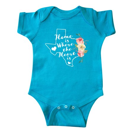

Inktastic Texas Home is Where The Heart is with Watercolor Floral Gift Baby Girl Bodysuit