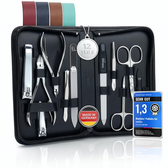 Set de manicura MarQus, kit de aseo, 12 piezas, funda de piel