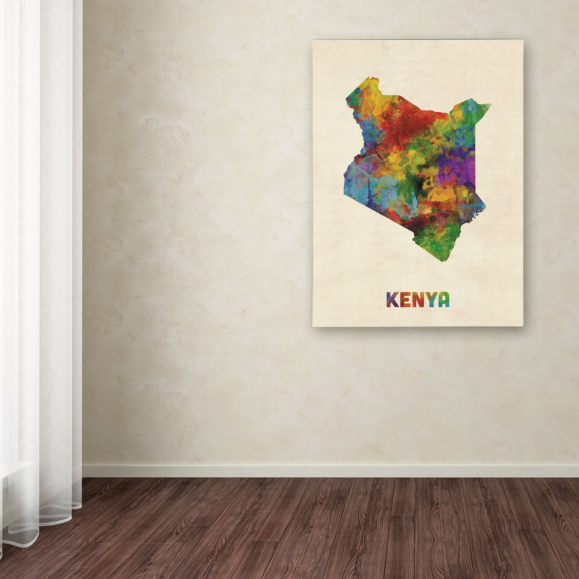Trademark Fine Art 'Kenya Watercolor Map' Canvas Art by Michael Tompsett