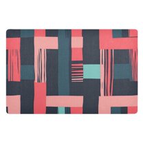 Yayeee Doormat for Indoor Entrance 32" x 20" Non Slippery Floor Rug, Pink Geometric