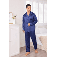 thumbnail image 4 of Onimisc Men Satin Silk Pajamas Sets Long Sleeve Sleepwear Button-Down PJs Sets Two-Pieces Loungewear with Pockets, 4 of 7