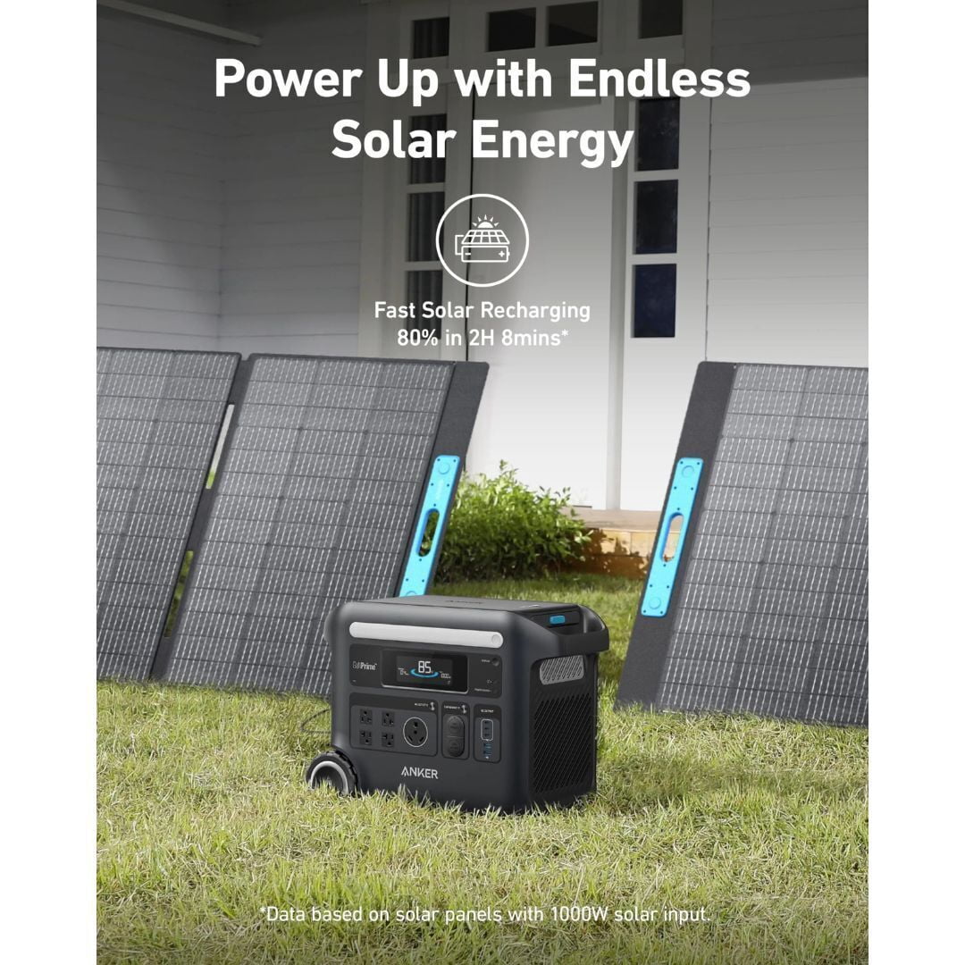 Anker SOLIX F2600 2560Wh 2400W Continuous AC Output Solar Generator with 400W Solar Panel for Home Backup, RV Life, and Outdoor Use (Black)