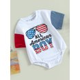 thumbnail image 3 of Bagilaanoe 4th of July Newborn Baby Girl Boys Rompers Letters Print Short Sleeve Bodysuit 3M 6M 12M 18M 24M Infant One Piece Short Jumpsuit for Independence Day, 3 of 9