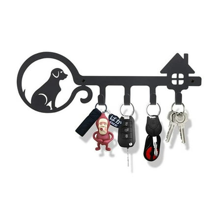 

4 Hooks Wall Mounted Key Holder Hanging Rack Cute Cat Decorative with Screws