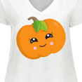 thumbnail image 4 of Inktastic Smiling Pumpkin, Halloween, Orange Pumpkin Women's Plus Size V-Neck T-Shirt, 4 of 5