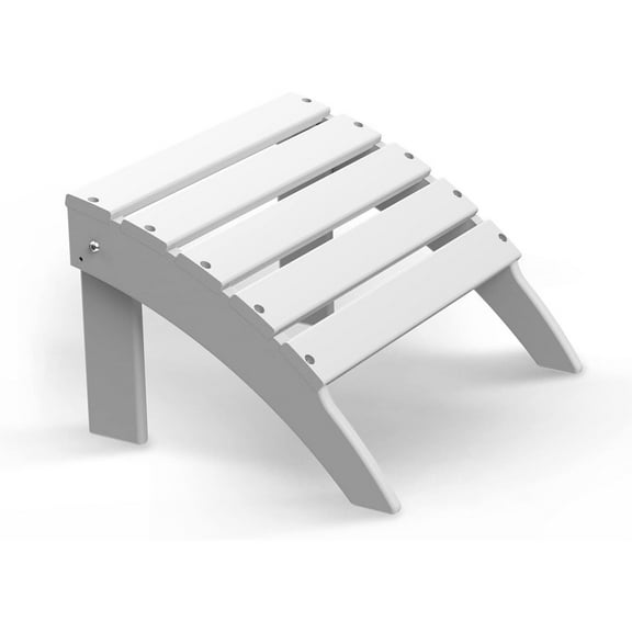 Bilot Folding Adirondack Ottoman, 19.7W x 18.5L x 13H Inch, HDPE All Weather Adirondack Chair Footrest, Plastic Footstool for Deck Backyard Patio Outdoor Poolside Porch Lawn Indoor, White
