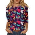thumbnail image 2 of Outfmvch Chemises Mardi Gras pour Femmes, Manches 3/4 Hauts pour Femmes, Tenue Mardi Gras pour Femmes, Blouses pour Femmes, Hauts d'Entraînement pour Femmes, Haut Imprimé Carnaval à Col Rond Mode Chandail en Molleton Violet m, 2 of 4